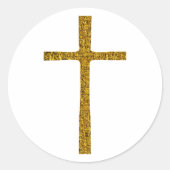 Faith Cross Gold Ronde Sticker (Voorkant)