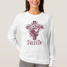 Faith Cross Graphic, Bloemen Christelijk T-shirt