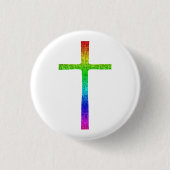 Faith Cross Rainbow Ronde Button 3,2 Cm (Voorkant)