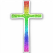Faith Cross Rainbow Sticker (Voorkant)