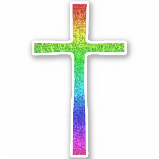 Faith Cross Rainbow Sticker (Voorkant)