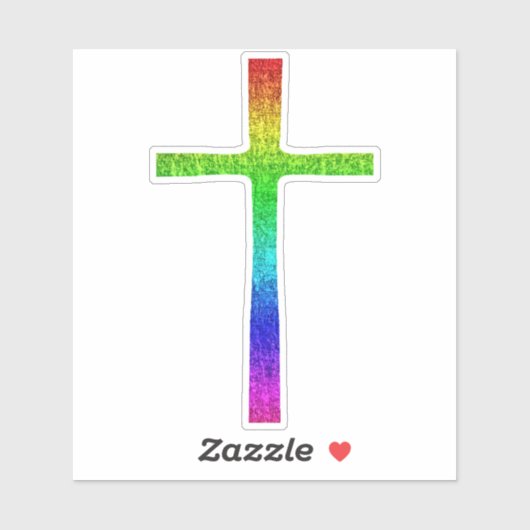 Faith Cross Rainbow Sticker (Vel)