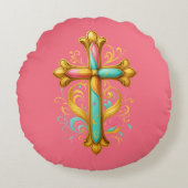 Faith Cross Rond Kussen (Voorkant)