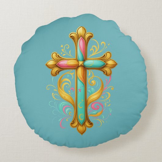 Faith Cross Rond Kussen (Achterkant)