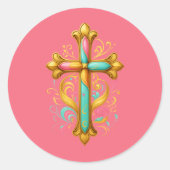 Faith Cross Ronde Sticker (Voorkant)