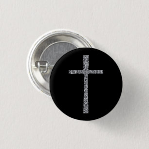 Faith Cross Silver Ronde Button 3,2 Cm