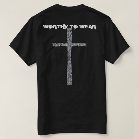 Faith Cross Silver - Worthy om te Draag T-shirt (Design achterkant)