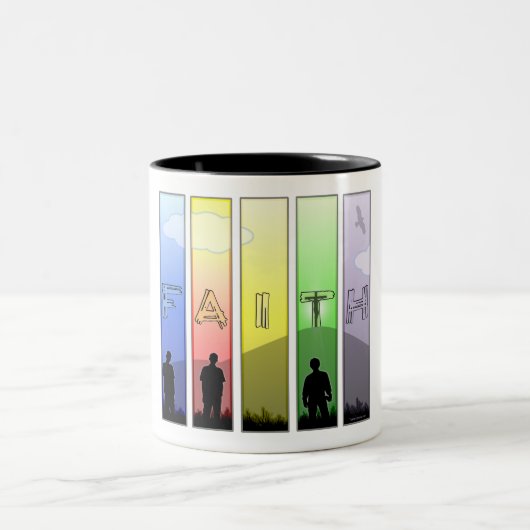 Faith Cross Tweekleurige Koffiemok (Center)