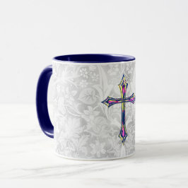 Faith Cross Vintage Stijl Grijs Mok Cup