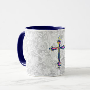 Faith Cross Vintage Stijl Grijs Mok Cup