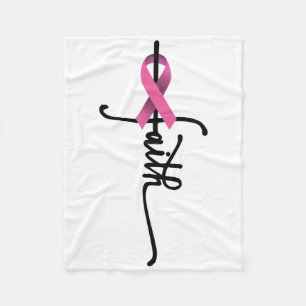 Faith Cross Warrior Survivor Pink Ribbon Breast Ca Fleece Deken