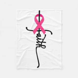Faith Cross Warrior Survivor Pink Ribbon Breast Ca Fleece Deken