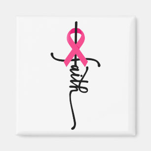 Faith Cross Warrior Survivor Pink Ribbon Breast Ca Magneet
