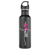 Faith Cross Warrior Survivor Pink Ribbon Breast Ca Waterfles (Voorkant)