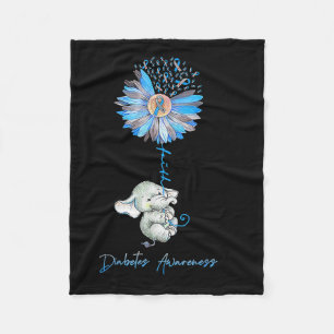 Faith Cute Elephants Sunflower Diabetes Awareness Fleece Deken