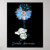 Faith Cute Elephants Sunflower Diabetes Awareness Poster (Voorkant)