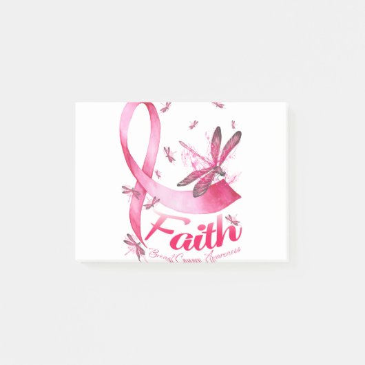 Faith Dragonfly Breast Cancer Awareness T-Shirt Post-it® Notes (Voorkant)