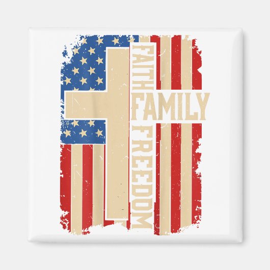 Faith Family Dom God Country Patriotic Christian O Magneet (Voorkant)