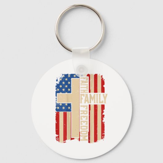 Faith Family Dom God Country Patriotic Christian O Sleutelhanger (Voorkant)