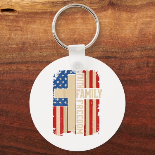 Faith Family Dom God Country Patriotic Christian O Sleutelhanger (Voorkant)