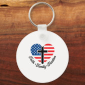 Faith Family Dom Usa Flag Cross Heart Patriotic Am Sleutelhanger (Voorkant)