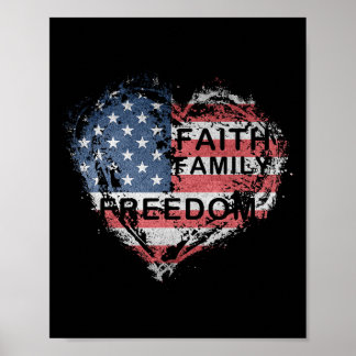 Faith Family Farming Freedom Amerikaanse vlag 4e v Poster
