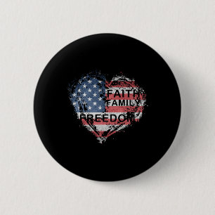 Faith Family Farming Freedom Amerikaanse vlag 4e v Ronde Button 5,7 Cm