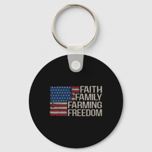 Faith Family Farming Freedom Amerikaanse vlag 4e v Sleutelhanger