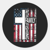 Faith Family Fishing Christian Proud Father Fisher Ronde Sticker (Voorkant)