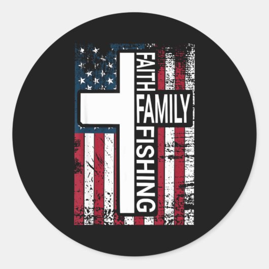 Faith Family Fishing Christian Proud Father Fisher Ronde Sticker (Voorkant)