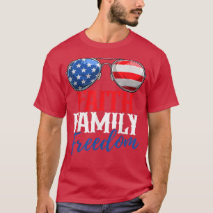 Faith Family Freedom Cute 4 juli Amerikaanse Fla T-shirt