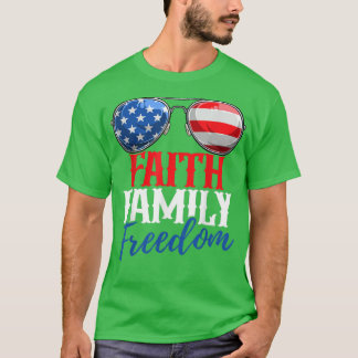 Faith Family Freedom Cute 4 juli Amerikaanse Fla T-shirt