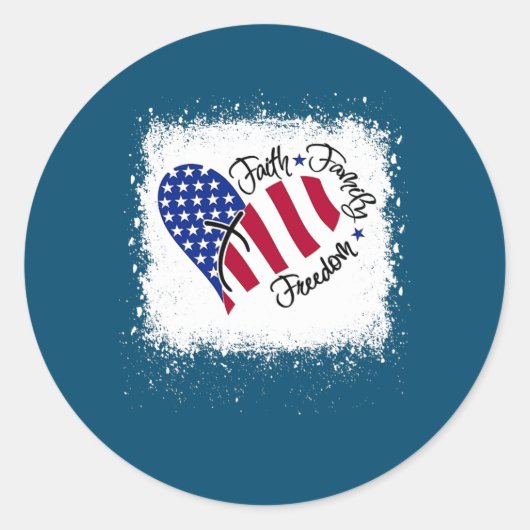 Faith Family Freedom Patriotic 4th of July Ronde Sticker (Voorkant)