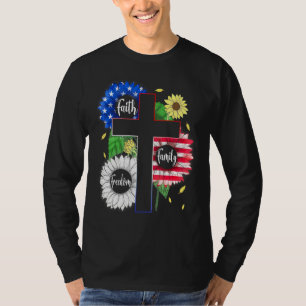 Faith Family Freedom Patriotic Christelijk Cross A T-shirt