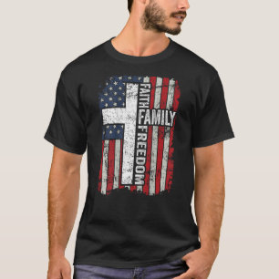 Faith Family Freedom Patriotic Christelijk USA Fla T-shirt