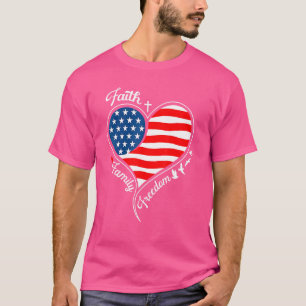 Faith Family Freedom Patriotic Cross Heart Amerika T-shirt