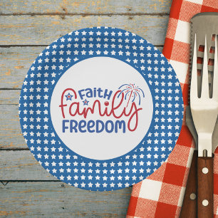 Faith Family Freedom Patriotic op 4 juli Papieren Bordje