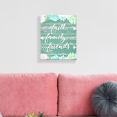 Faith, Family, Friends Aqua en Pink Succulents Canvas Afdruk (Insitu (Woonkamer))