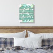 Faith, Family, Friends Aqua en Pink Succulents Canvas Afdruk (Insitu (Slaapkamer))