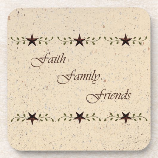 Faith Family Friends Cork Onderzetter (Voorkant)