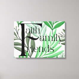Faith Family Friends Tropical Floral Wall Art Canvas Afdruk