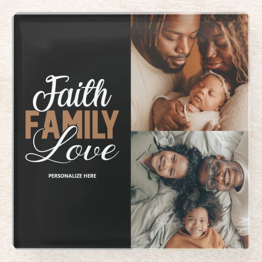 Faith Family Love Persoonlijke Drink Onderzetter Glazen Onderzetter (Voorkant)
