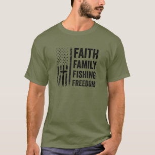 Faith Family Vist Freedom - Funny USA Flag Bass T-shirt