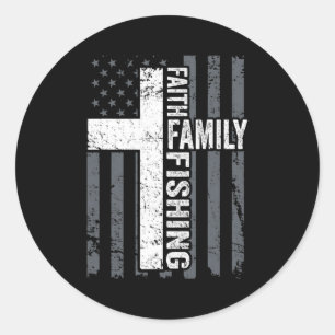 Faith Family Vist Funny Christelijke Cross Ronde Sticker