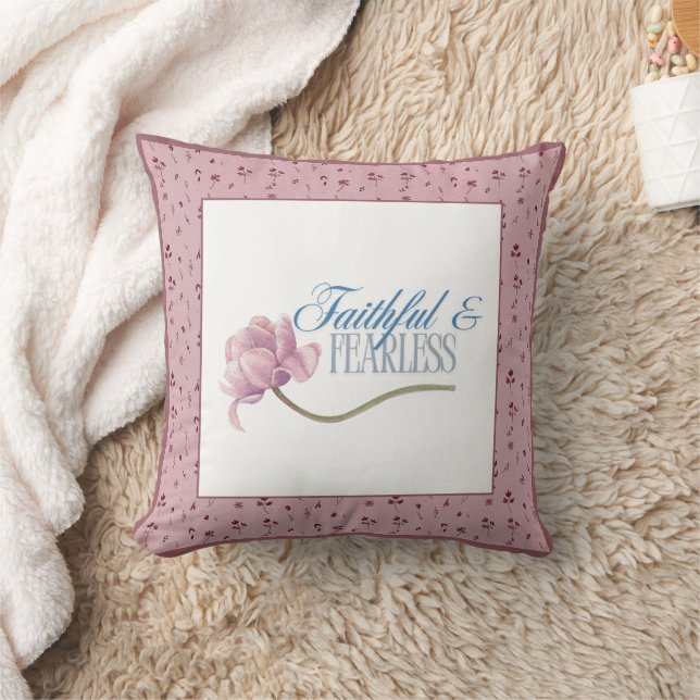 Faith & Fearless Typografie Design Worp Kussen (Deken)