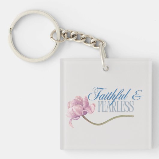 Faith & Fearless Typography Design Sierkussen Sleutelhanger (voorkant)