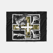 Faith Fishing Hunting Camo Cross Duck Deer Christi Fleece Deken (Voorkant (Horizontaal))