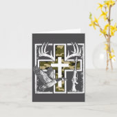 Faith Fishing Hunting Camo Cross Duck Deer Christi Kaart (Gele Bloem)