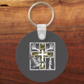 Faith Fishing Hunting Camo Cross Duck Deer Christi Sleutelhanger (Voorkant)