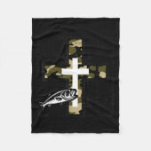 Faith Fishing Hunting Camo Cross With Hook B Chris Fleece Deken (Voorkant)